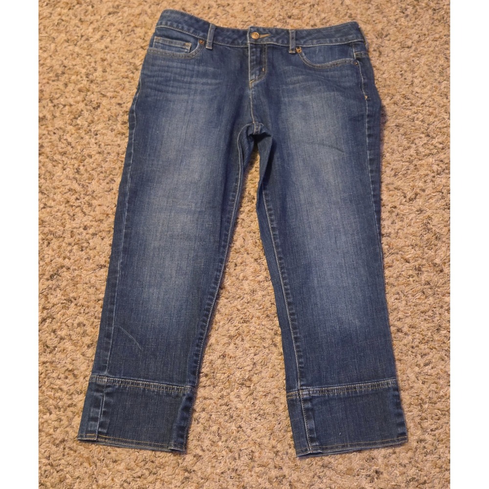 Simply Vera Vera Wang Straight Leg Capri Pants Women's 6 Blue Spandex Blend